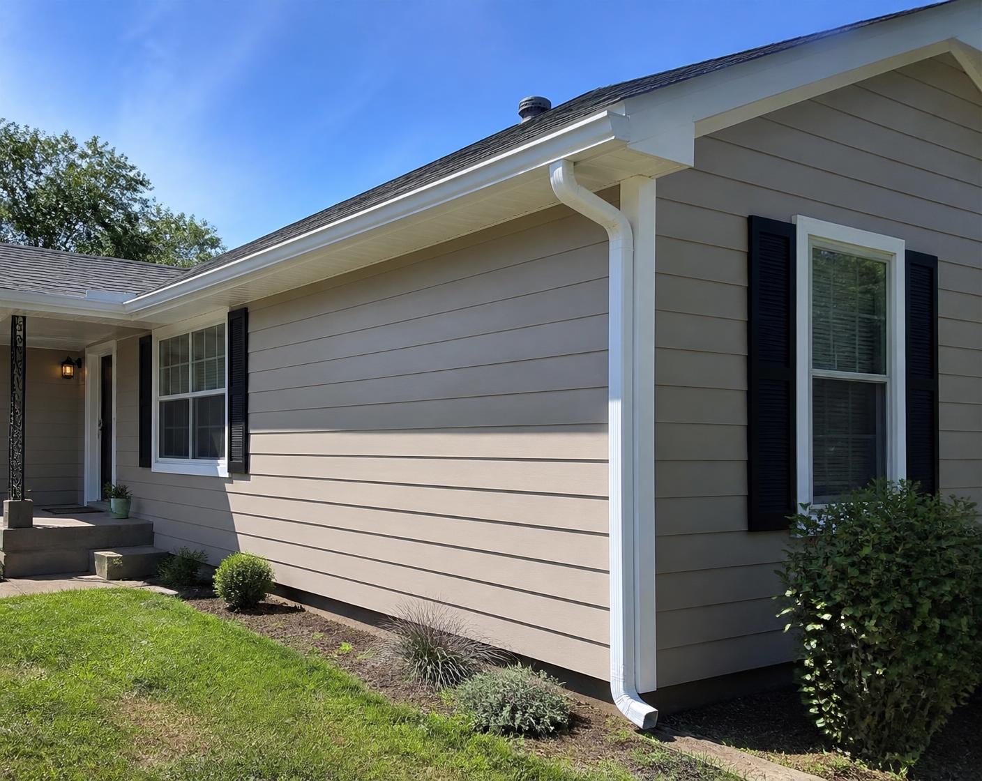 Exterior siding, trim and gutter repair on a home
